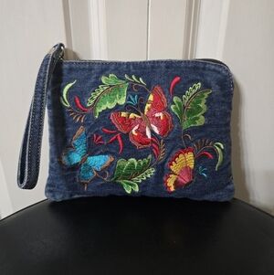 New Patricia Nash Denim Rosley Wristlet